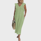 Women's Maxi V-Neck Pocket Dress