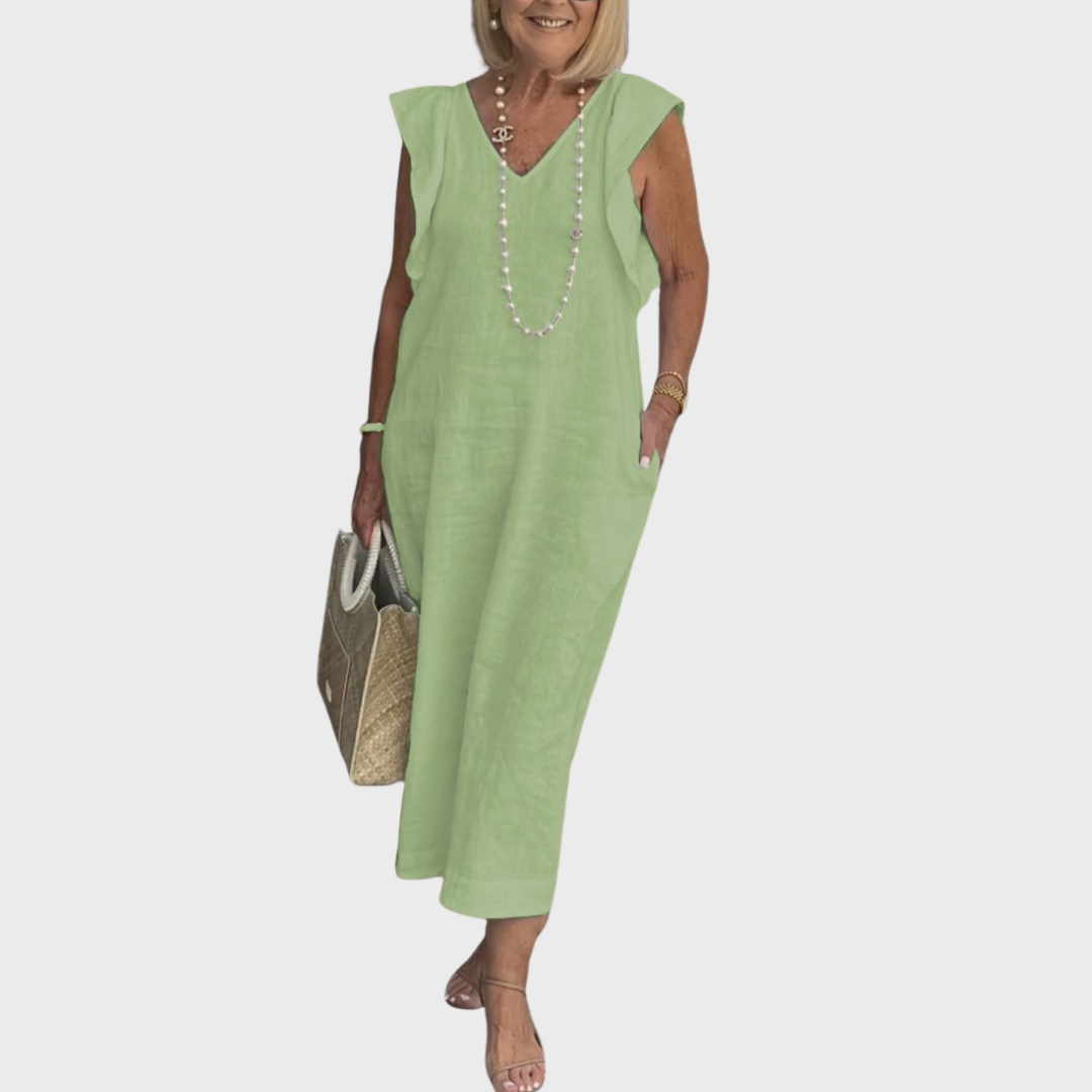Women's Maxi V-Neck Pocket Dress
