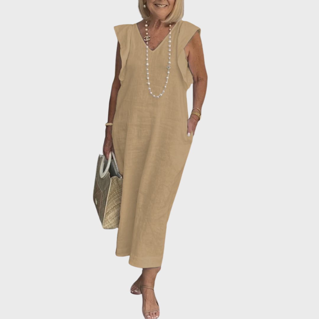 Women's Maxi V-Neck Pocket Dress