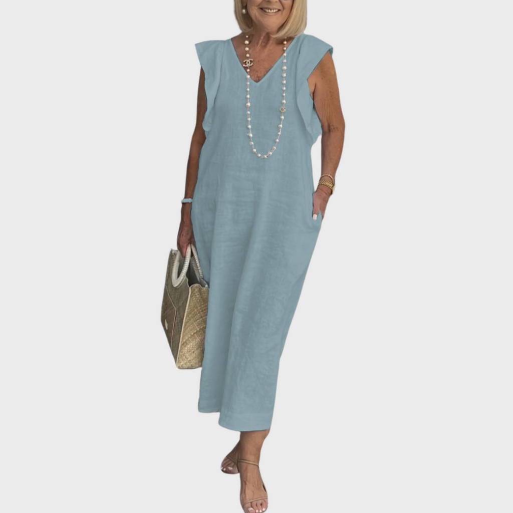 Women's Maxi V-Neck Pocket Dress