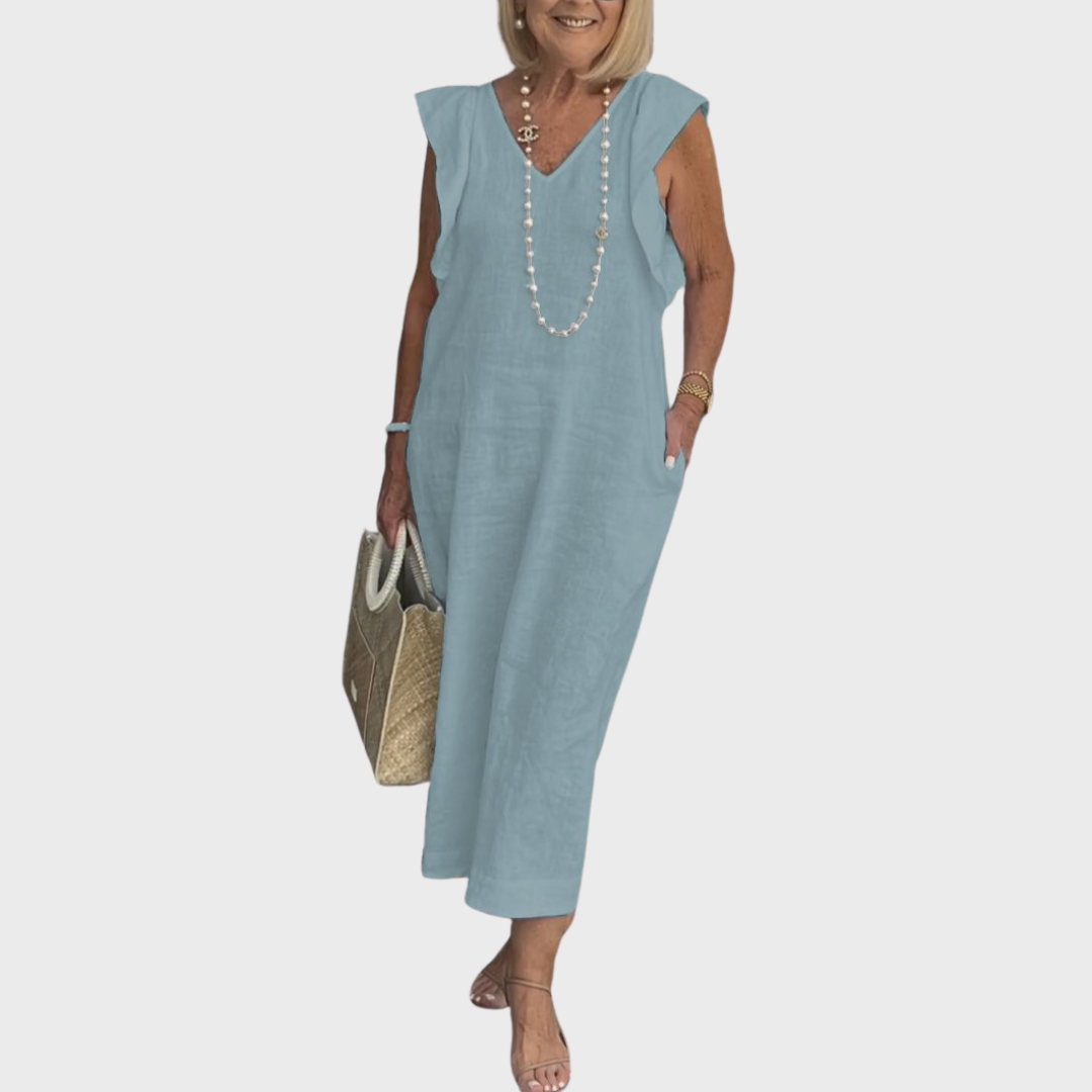 Women's Maxi V-Neck Pocket Dress