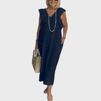 Women's Maxi V-Neck Pocket Dress