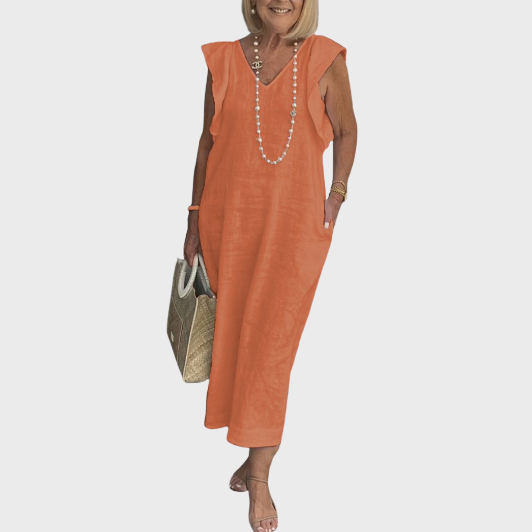 Women's Maxi V-Neck Pocket Dress