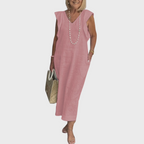Women's Maxi V-Neck Pocket Dress
