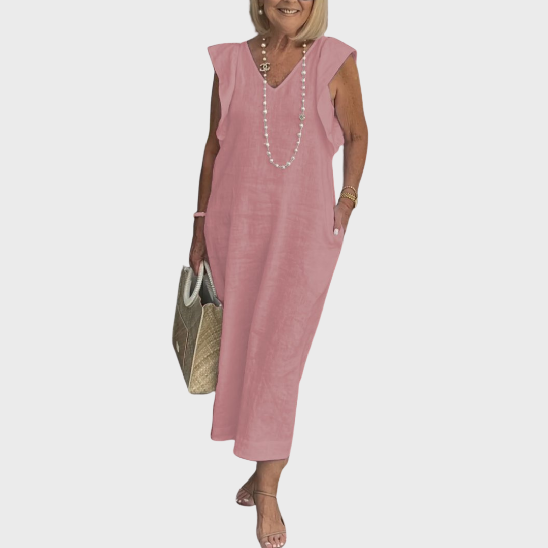Women's Maxi V-Neck Pocket Dress