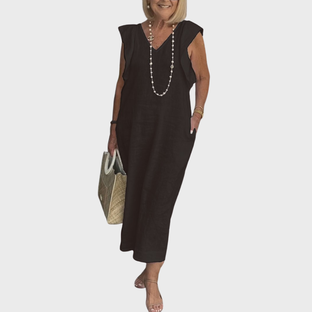 Women's Maxi V-Neck Pocket Dress
