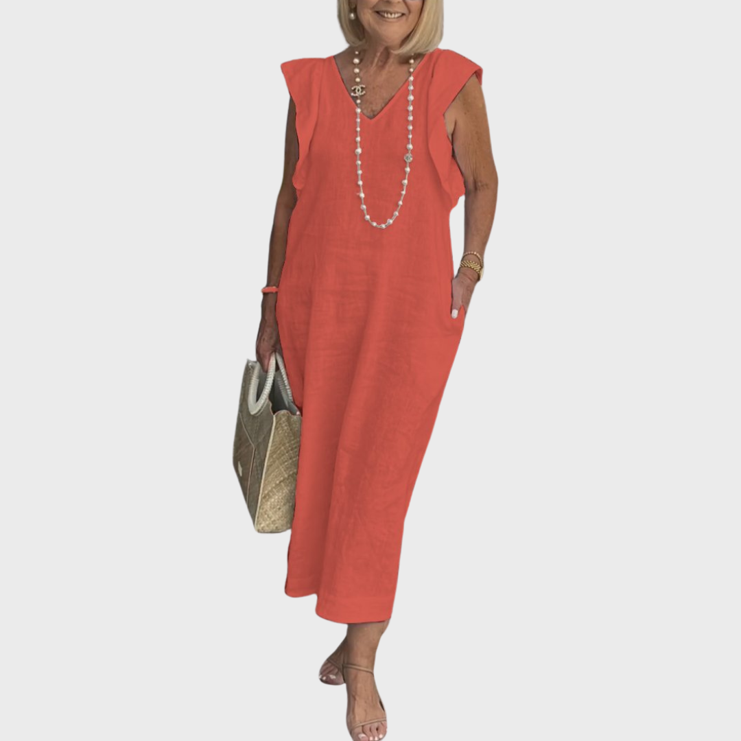 Women's Maxi V-Neck Pocket Dress