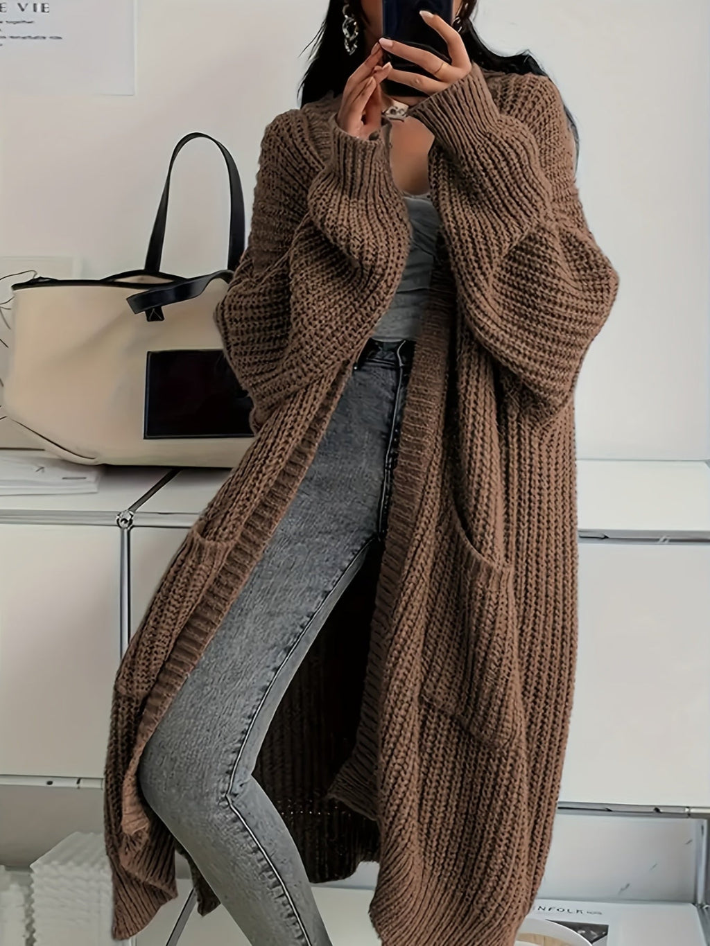 Women's Long Knit Oversized Cardigan