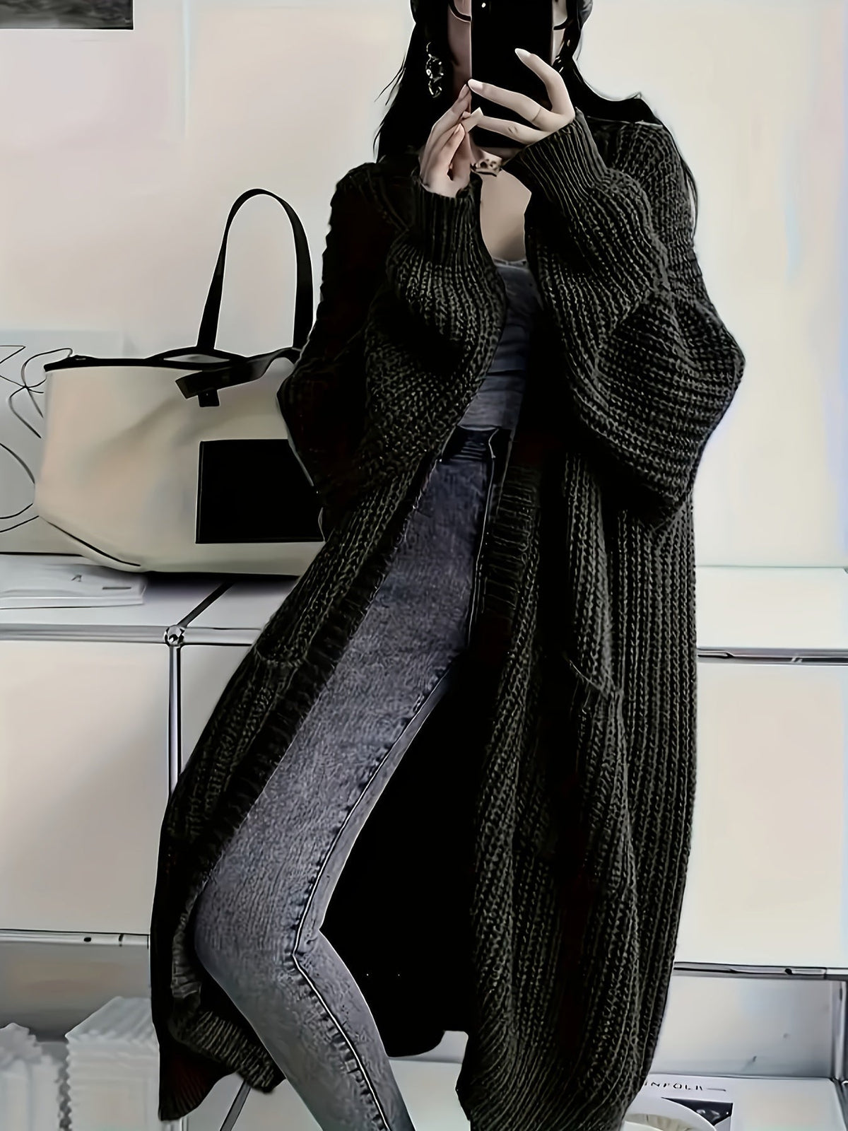 Women's Long Knit Oversized Cardigan