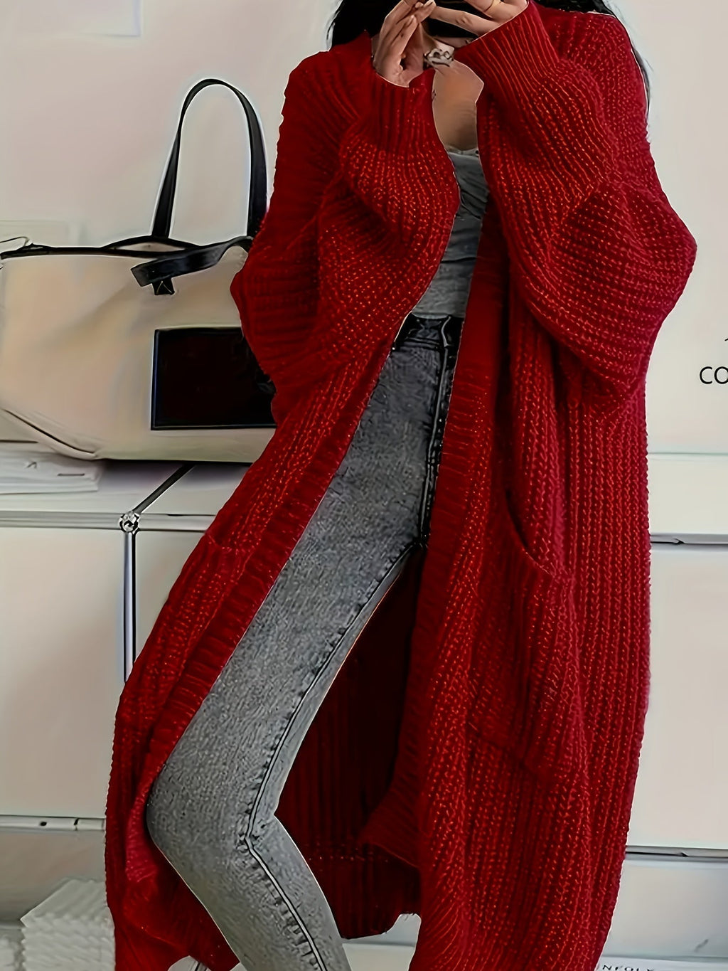 Women's Long Knit Oversized Cardigan
