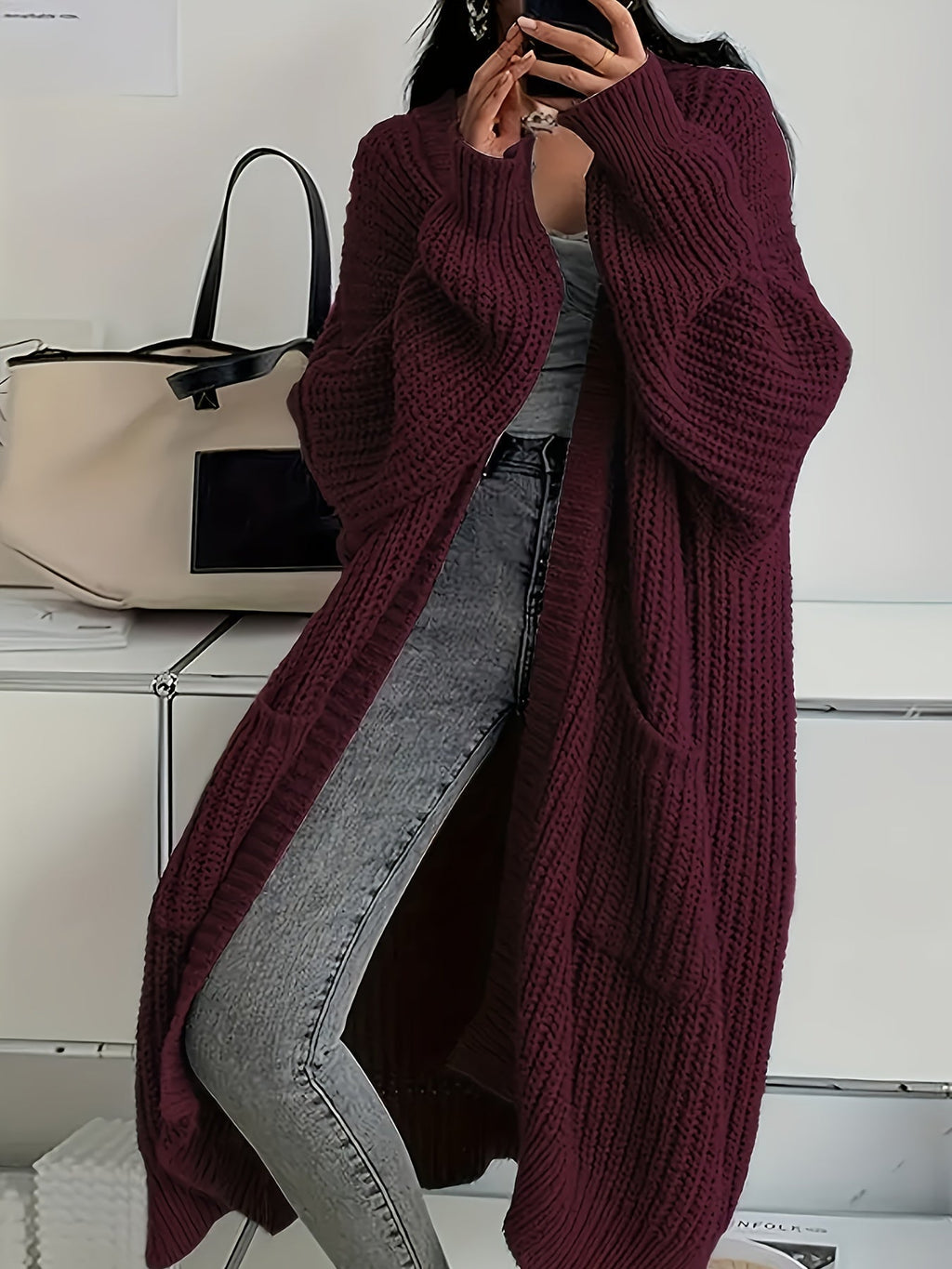 Women's Long Knit Oversized Cardigan