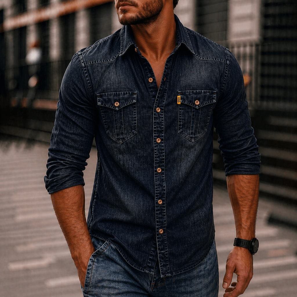 Men's Denim Button-Up Shirt