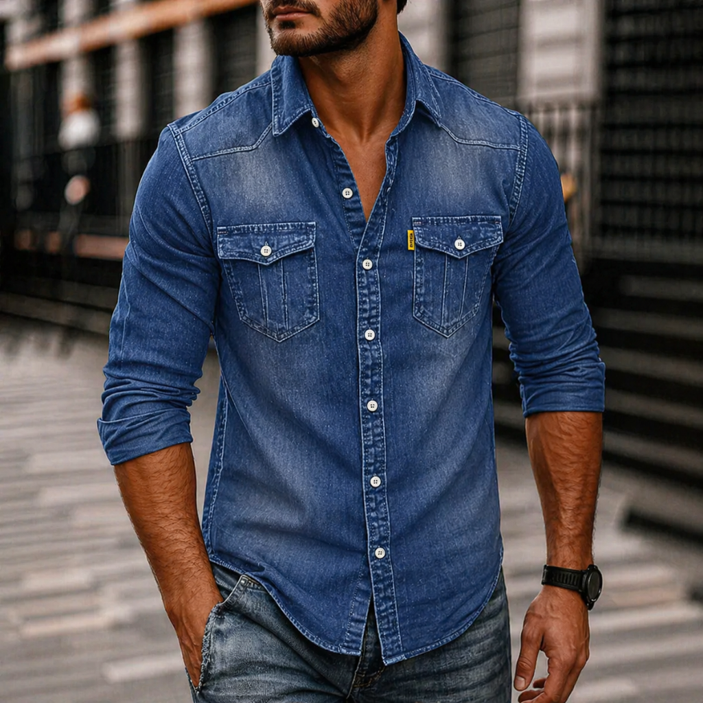 Men's Denim Button-Up Shirt