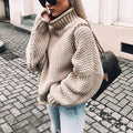 Women's Light Pink Chunky Roll Neck Jumper