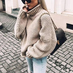 Women's Light Pink Chunky Roll Neck Jumper