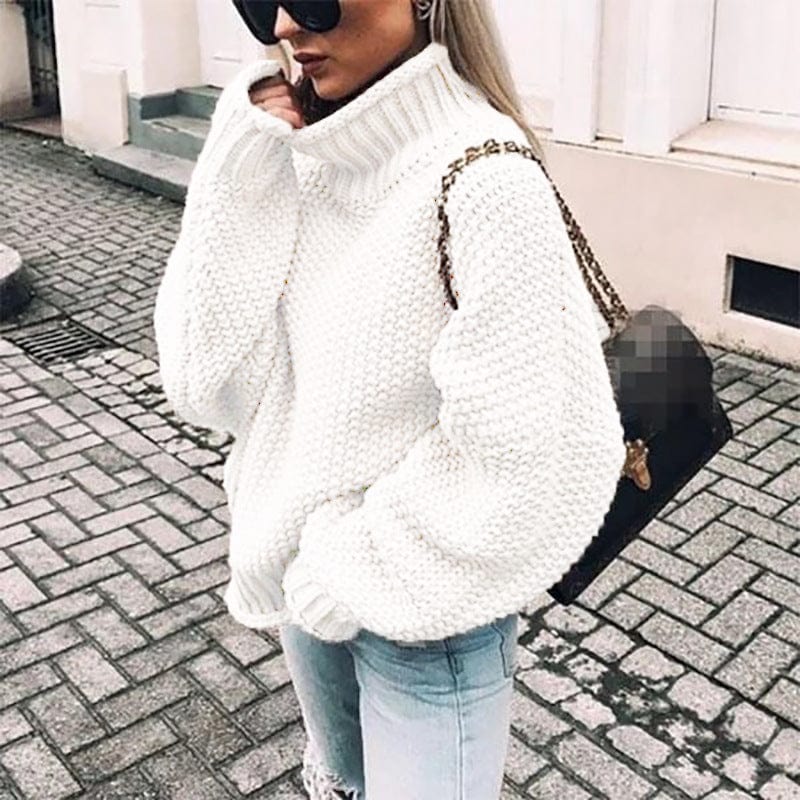 Women's Light Pink Chunky Roll Neck Jumper