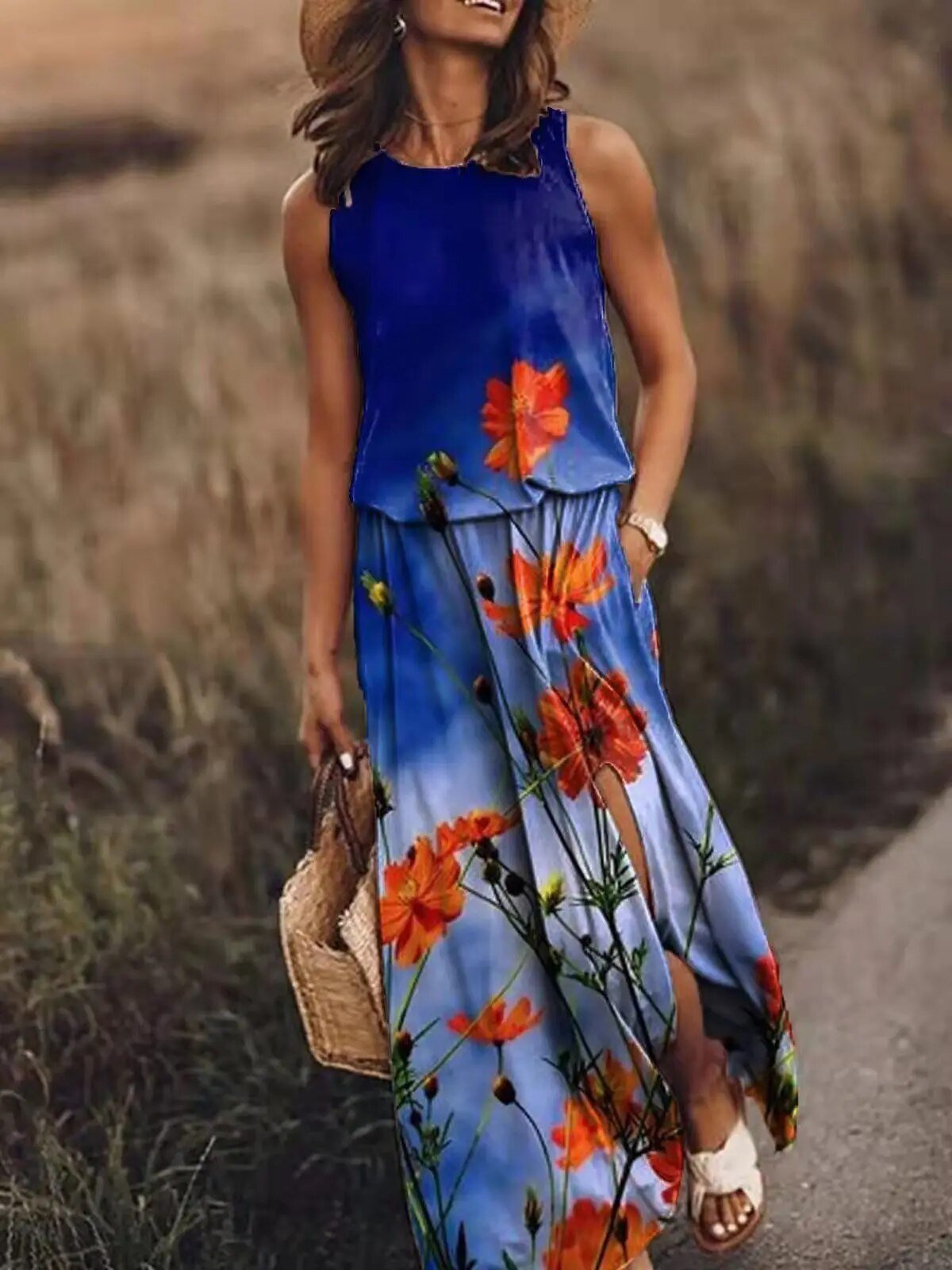 Women's Bohemian Sleeveless Maxi Dress