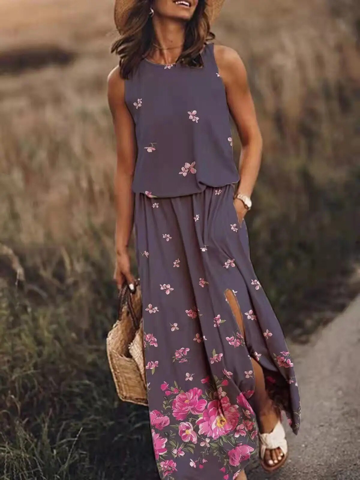 Women's Bohemian Sleeveless Maxi Dress