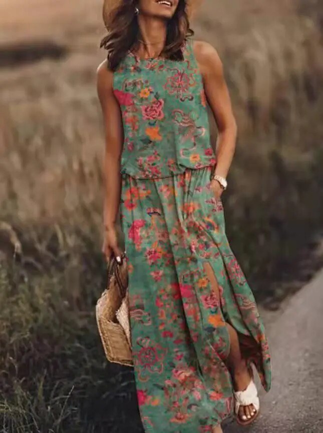 Women's Bohemian Sleeveless Maxi Dress