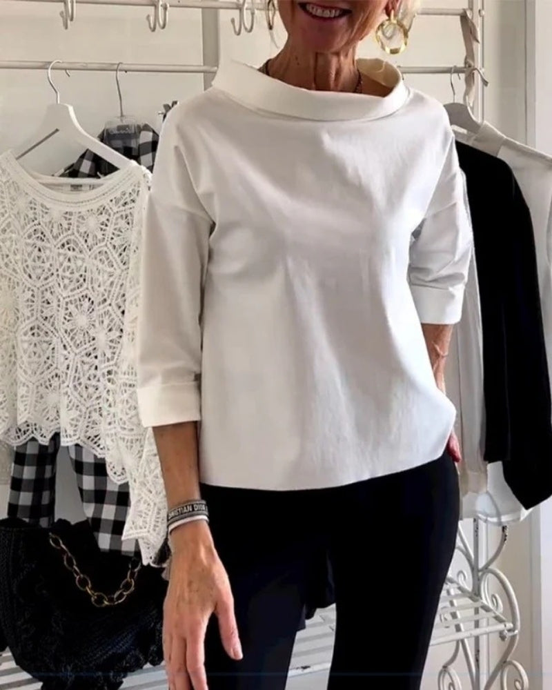 Women's Three-Quarter Sleeve Boat-Neck Blouse