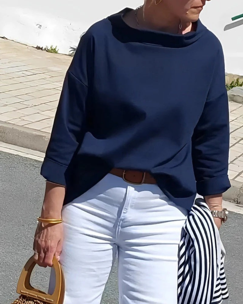 Women's Three-Quarter Sleeve Boat-Neck Blouse