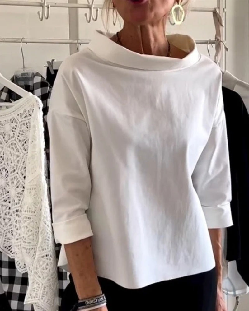 Women's Three-Quarter Sleeve Boat-Neck Blouse