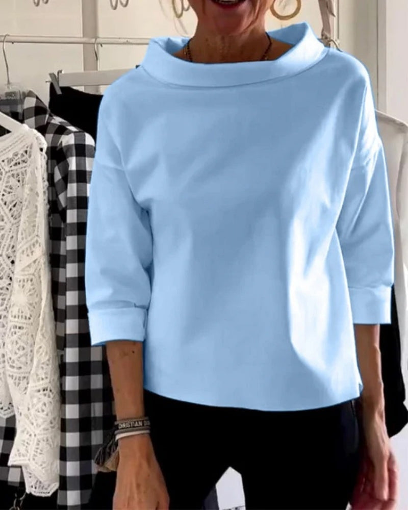 Women's Three-Quarter Sleeve Boat-Neck Blouse