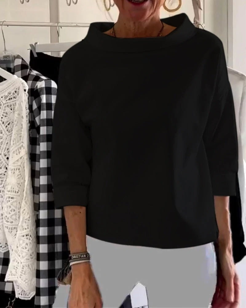 Women's Three-Quarter Sleeve Boat-Neck Blouse
