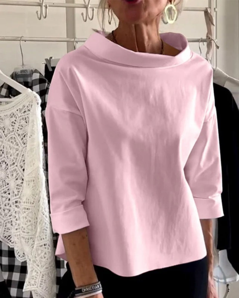Women's Three-Quarter Sleeve Boat-Neck Blouse