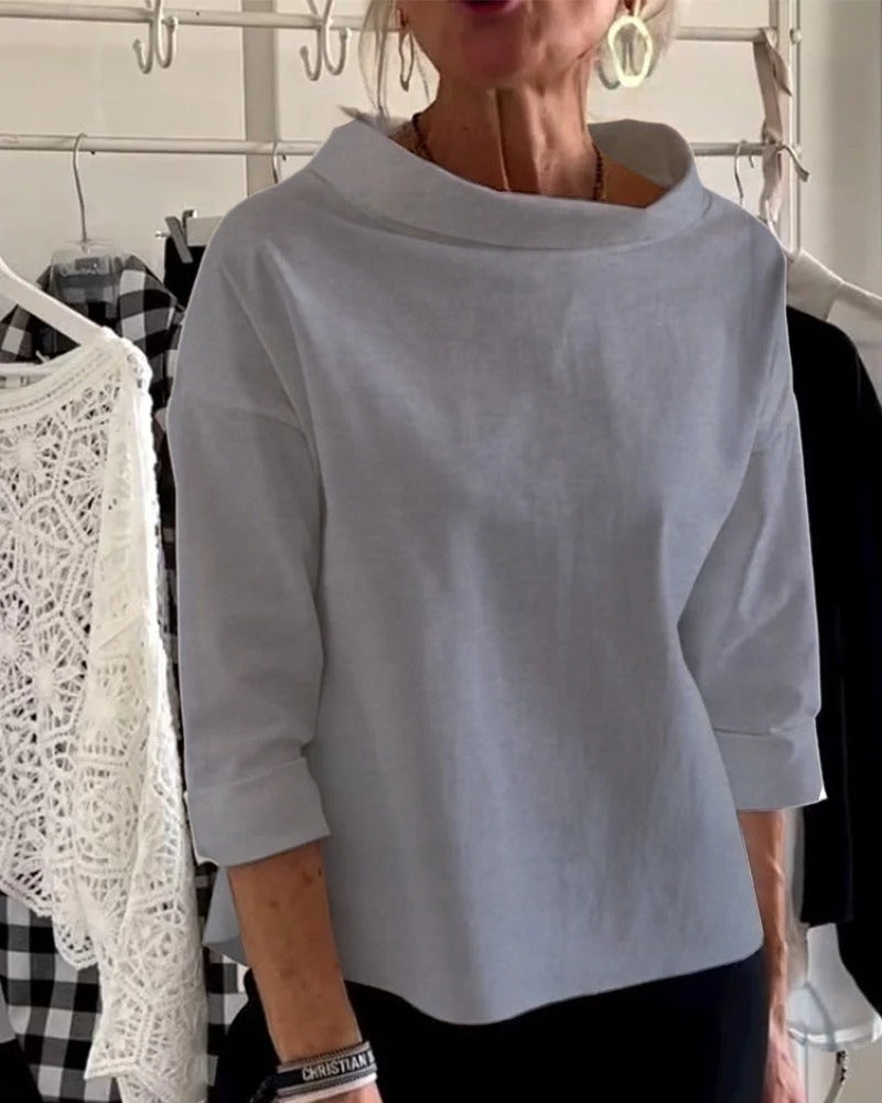 Women's Three-Quarter Sleeve Boat-Neck Blouse