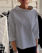 Women's Three-Quarter Sleeve Boat-Neck Blouse