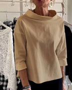 Women's Three-Quarter Sleeve Boat-Neck Blouse