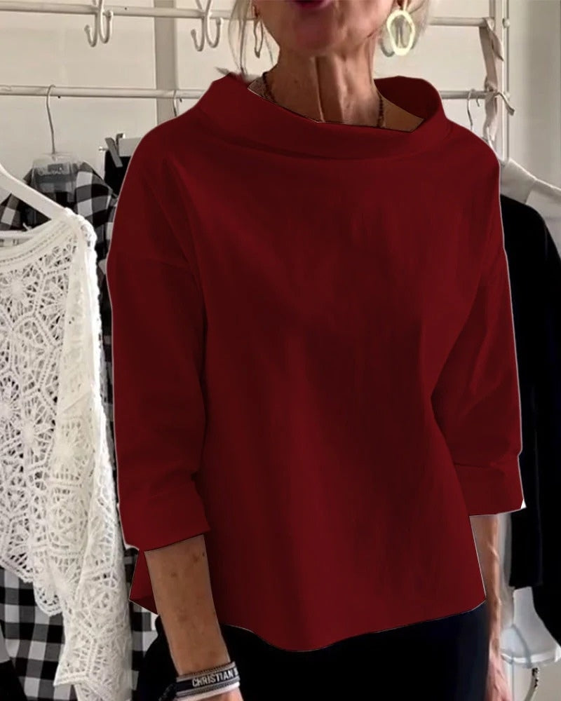 Women's Three-Quarter Sleeve Boat-Neck Blouse