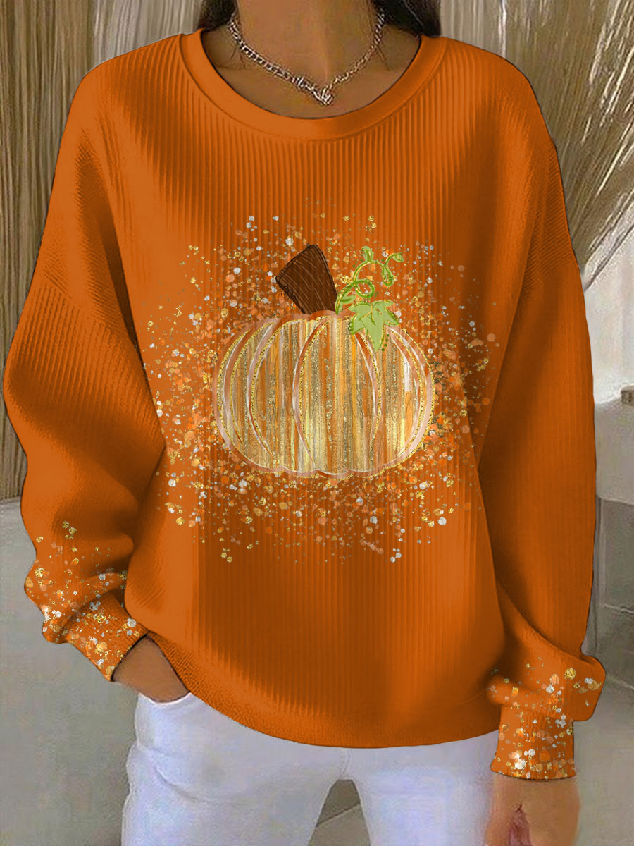 Women's Pumpkin Print Sweatshirt