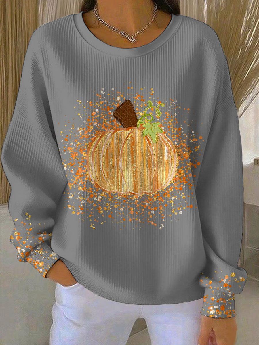 Women's Pumpkin Print Sweatshirt