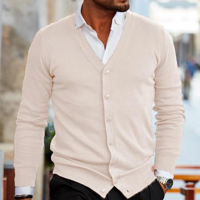 Men's V-Neck Button Up Cardigan