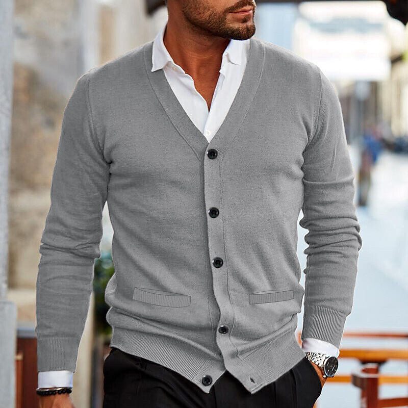 Men's V-Neck Button Up Cardigan