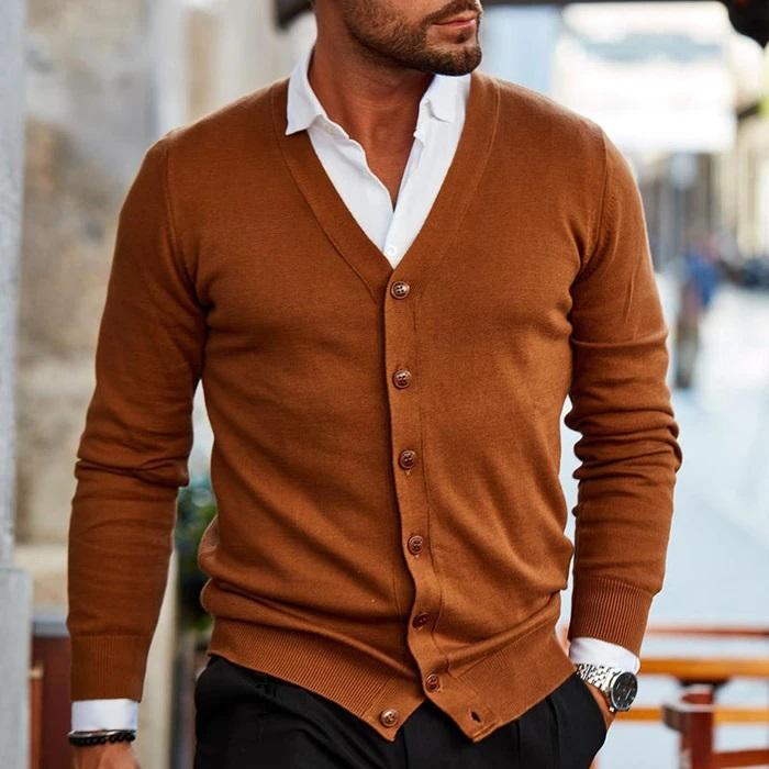 Men's V-Neck Button Up Cardigan