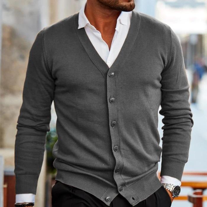 Men's V-Neck Button Up Cardigan