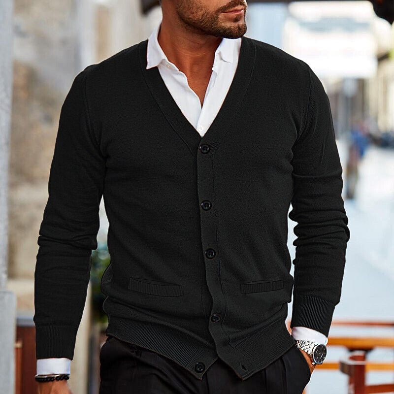 Men's V-Neck Button Up Cardigan