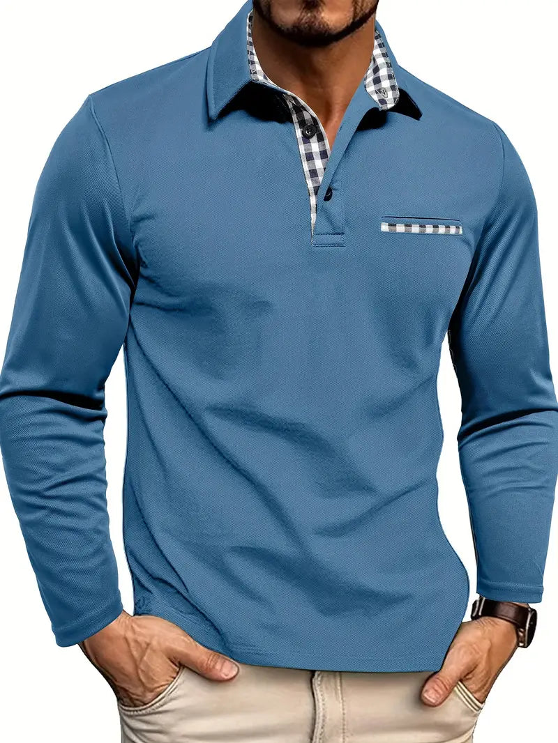 Men's Cotton Blend Long Sleeve Polo