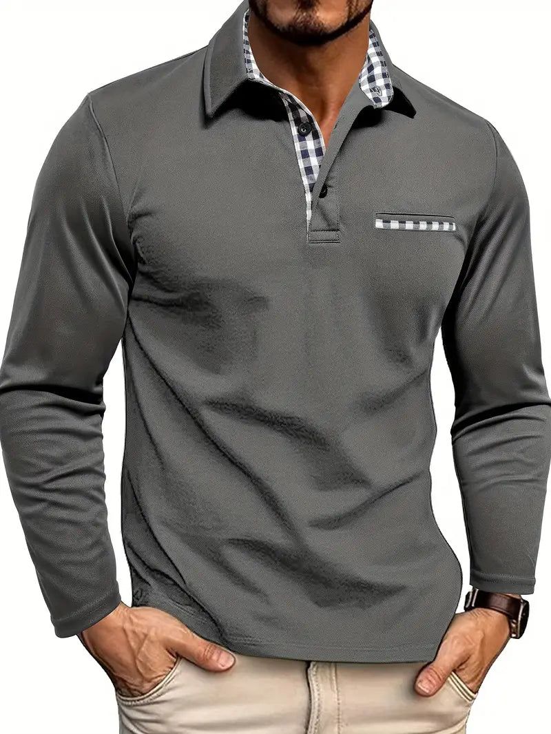 Men's Cotton Blend Long Sleeve Polo