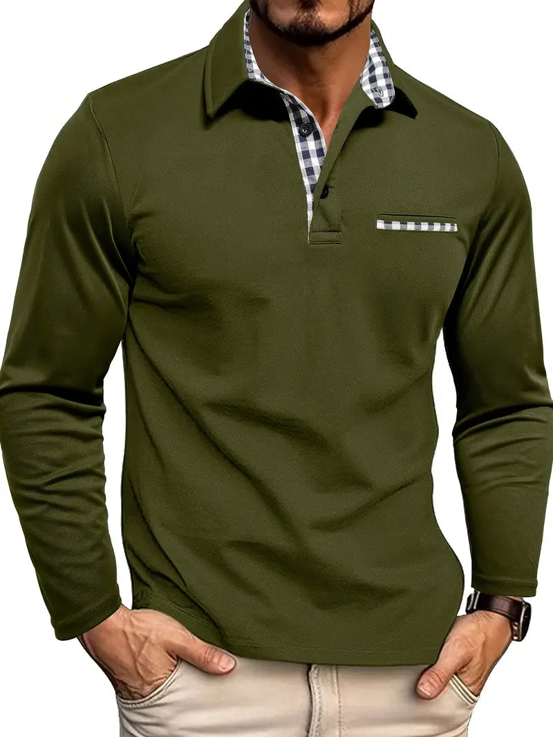 Men's Cotton Blend Long Sleeve Polo