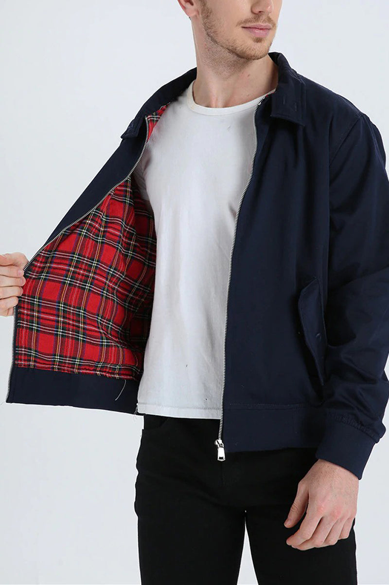 Men's Tartan Lined Harrington Jacket