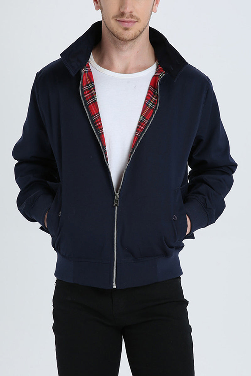 Men's Tartan Lined Harrington Jacket