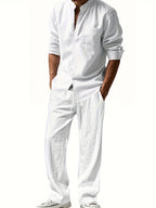 Men's Band Collar Two-Piece Set