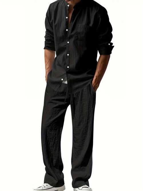 Men's Band Collar Two-Piece Set