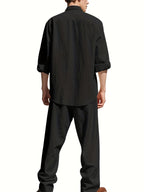 Men's Band Collar Two-Piece Set