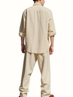 Men's Band Collar Two-Piece Set
