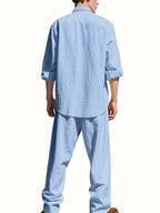 Men's Band Collar Two-Piece Set